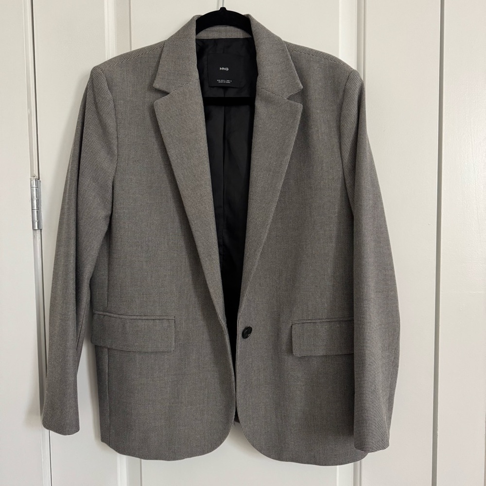 Mango Houndstooth One-Button Blazer - image 5